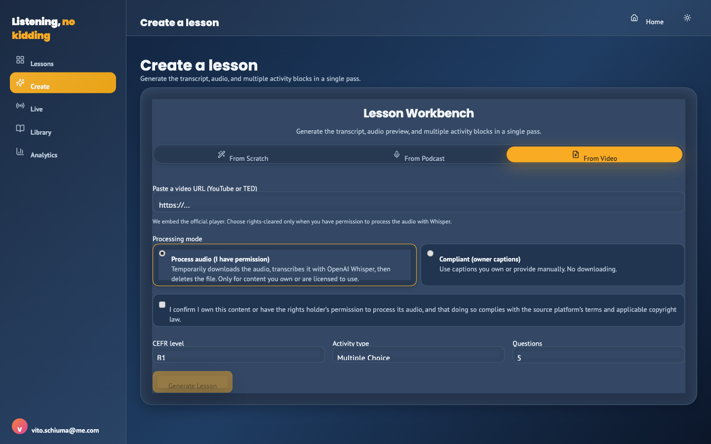 Paste a link, get a full lesson